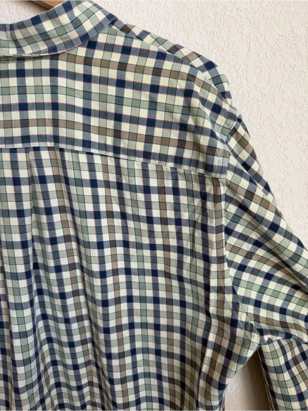 Viyella Vintage Cotton Wool Plaid Button Down Shirt Size L Green Brown Mens - Picture 13 of 13